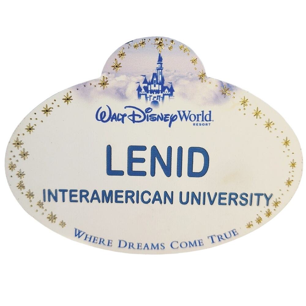 Disney Parks Cast Member Badge Lendi White Gold Stars